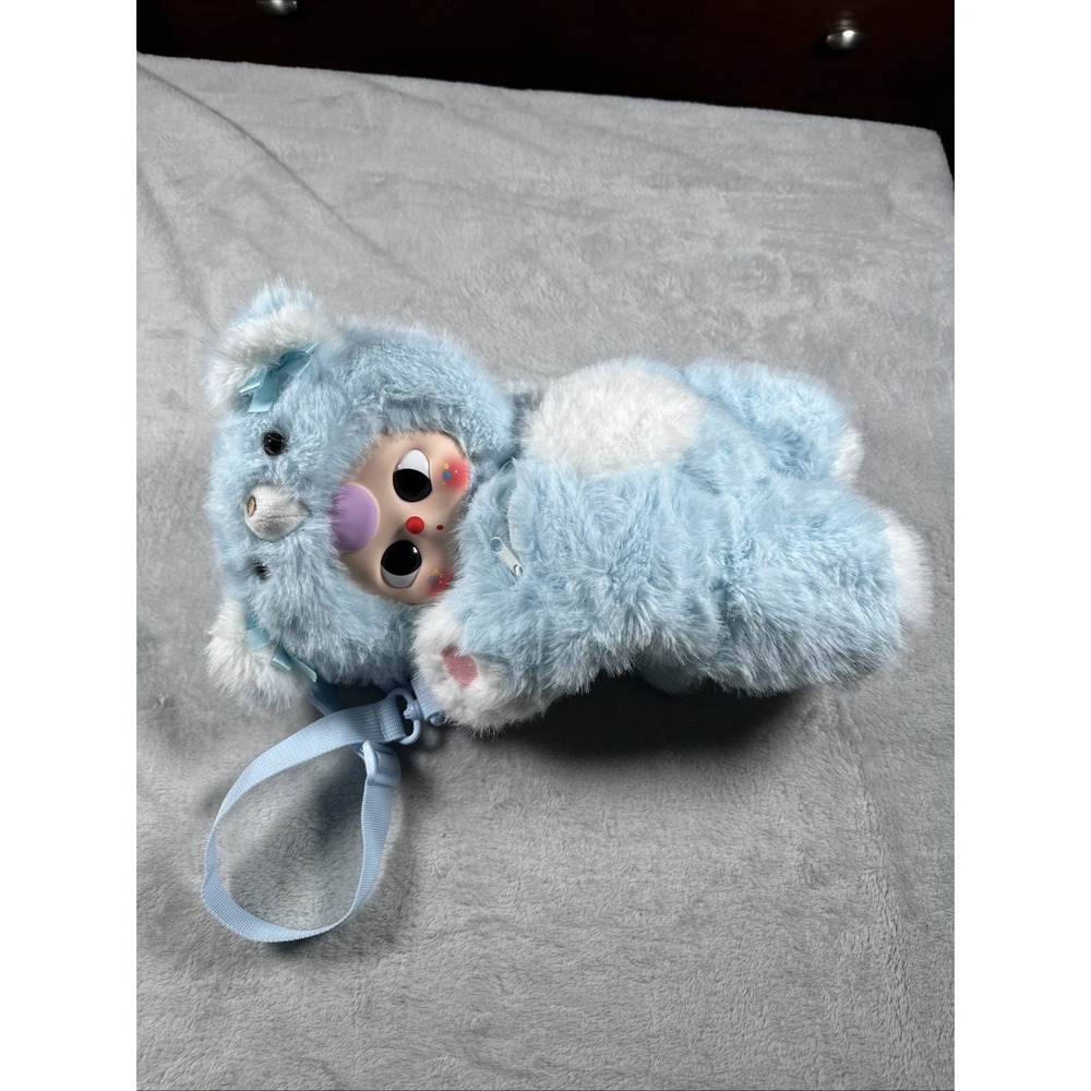 Baby Three Hugging Baby Backpack Plush CUTE BLUE TEDDY BEAR